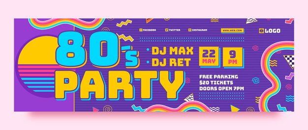 Flacher 80er-Party-Twitter-Header