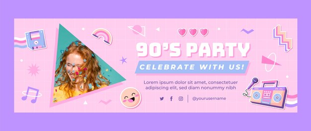 Flacher 90er-Party-Twitter-Header