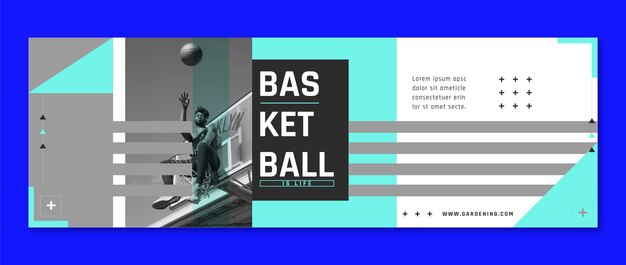 Kostenloser Vektor flacher basketball-twitter-header