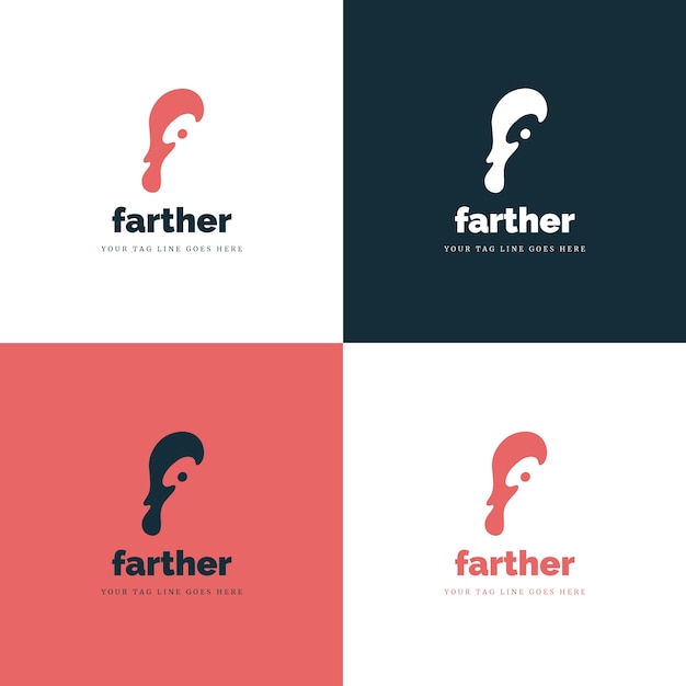 Flacher Buchstabe f-Logo-Vorlagensatz