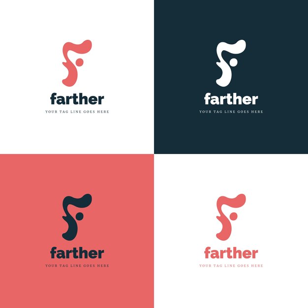 Flacher Buchstabe f-Logo-Vorlagensatz