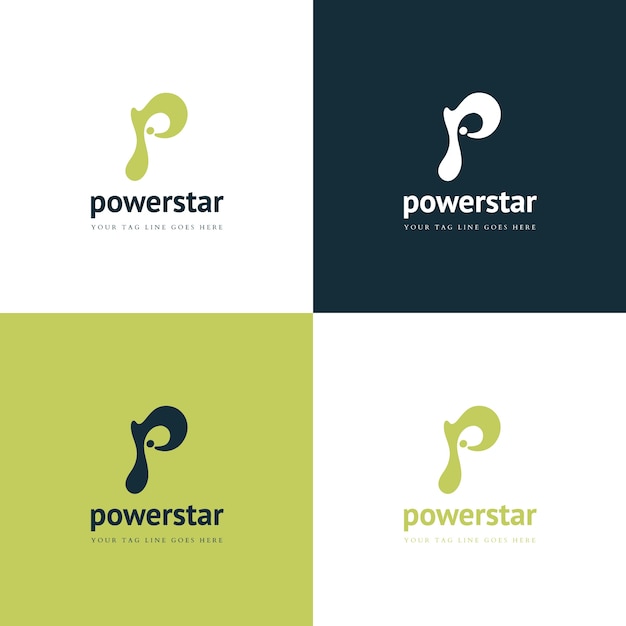 Flacher Buchstabe p-Logo-Vorlagensatz