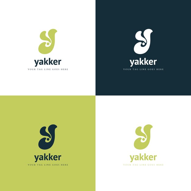 Flacher Buchstabe y-Logo-Vorlagensatz