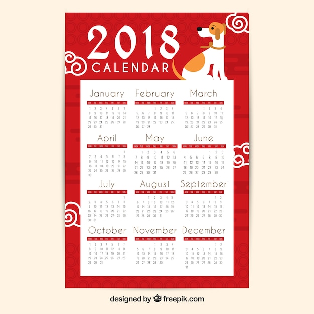 Flacher chinesischer kalender des neuen jahres