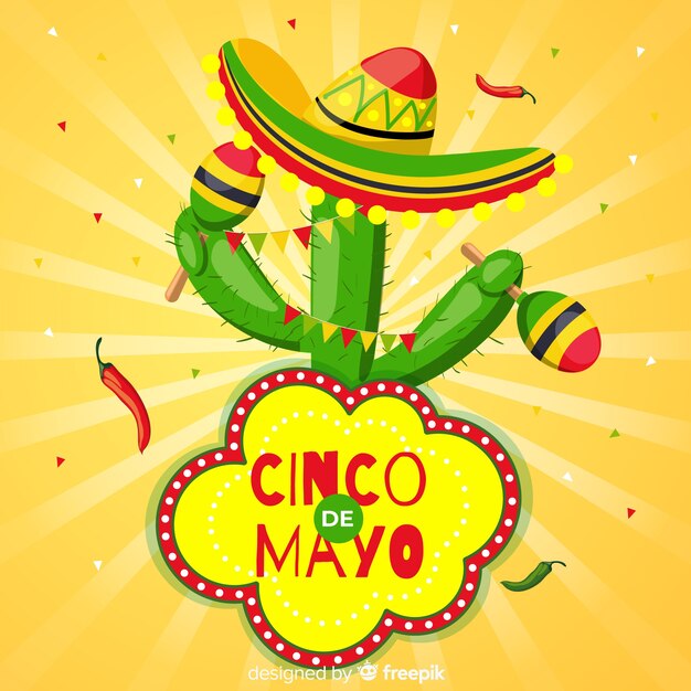 Flacher cinco de mayo hintergrund