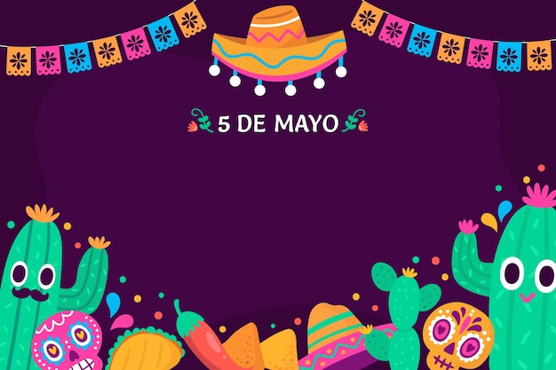 Flacher cinco de mayo-hintergrund