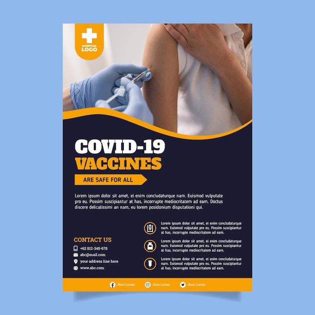 Kostenloser Vektor flacher coronavirus-impfstoff-flyer