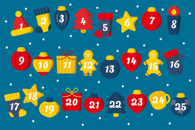 Kostenloser Vektor flacher design-adventskalender