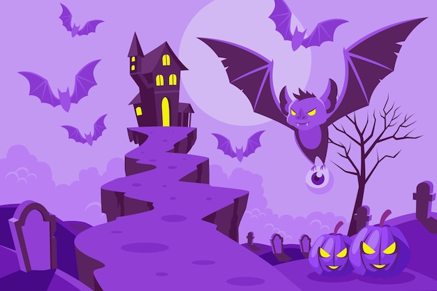 Flacher design-halloween-hintergrund