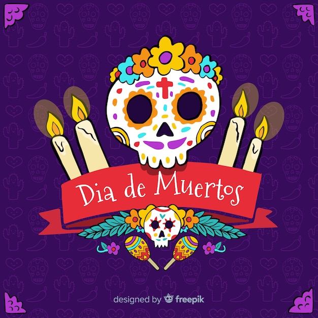 Flacher día de muertos hintergrunddesign