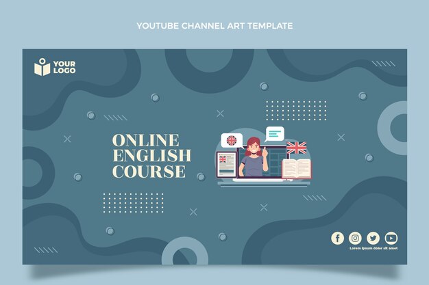 Flacher Englischunterricht YouTube-Kanalkunst