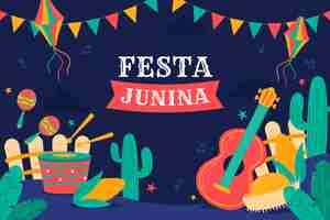 Kostenloser Vektor flacher festas juninas hintergrund