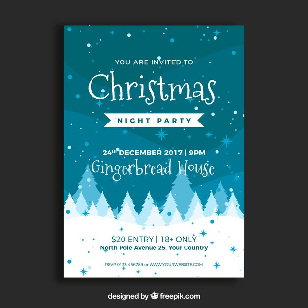 Flacher Flyer für eine Weihnachtsfeier