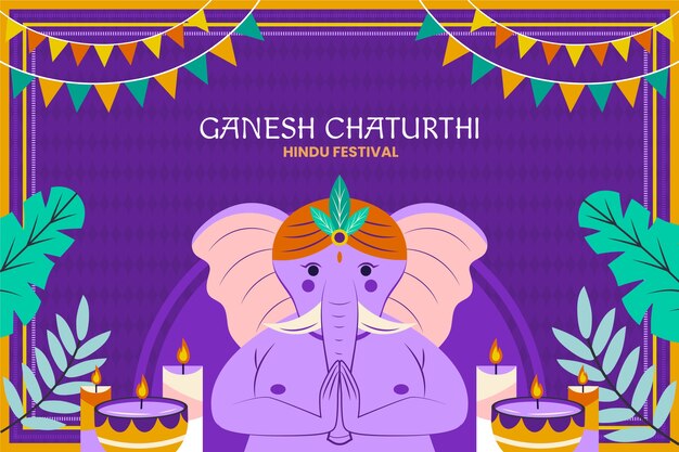 Flacher ganesh chaturthi hintergrund mit elefanten