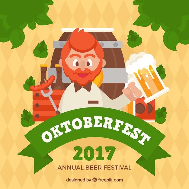 Flacher geman mann feiert das oktoberfest