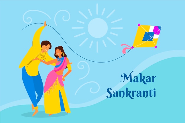 Flacher glücklicher makar sankranti-hintergrund