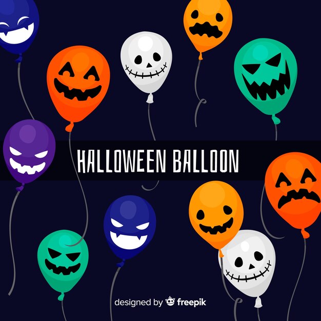 Flacher Halloween-Hintergrund mit Ballonen