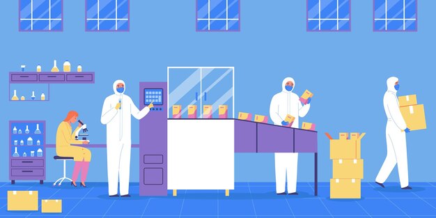 Flacher Hintergrund der pharmazeutischen Produktion