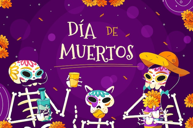 Flacher hintergrund día de muertos