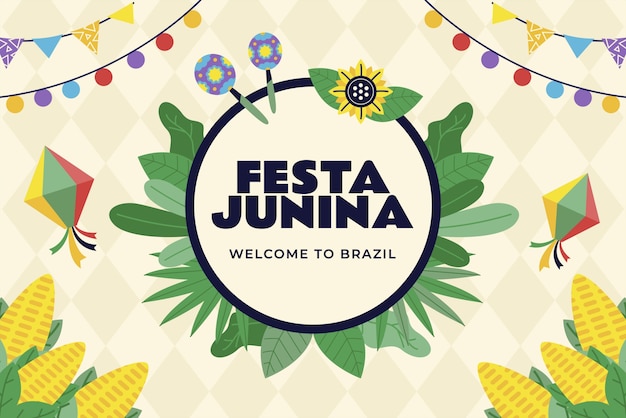 Kostenloser Vektor flacher hintergrund für brasilianische festas juninas feiern