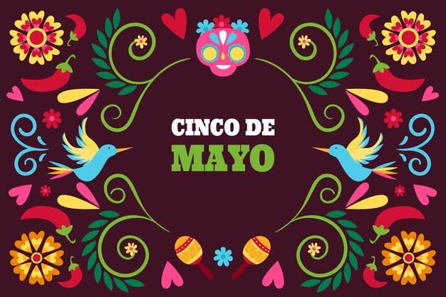 Flacher hintergrund für cinco de mayo-feier