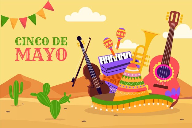 Flacher hintergrund für cinco de mayo-feier