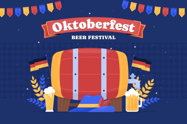 Kostenloser Vektor flacher hintergrund für das oktoberfest-bierfest