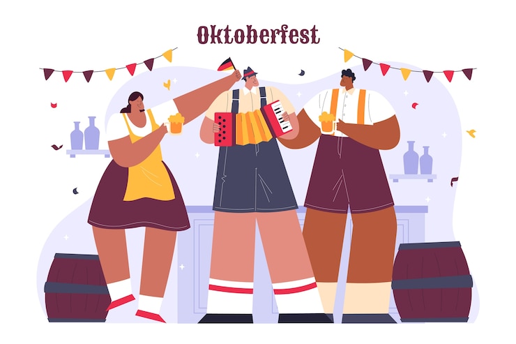 Kostenlose Vektor flacher hintergrund für das oktoberfest