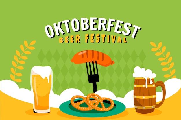 Kostenloser Vektor flacher hintergrund für das oktoberfest