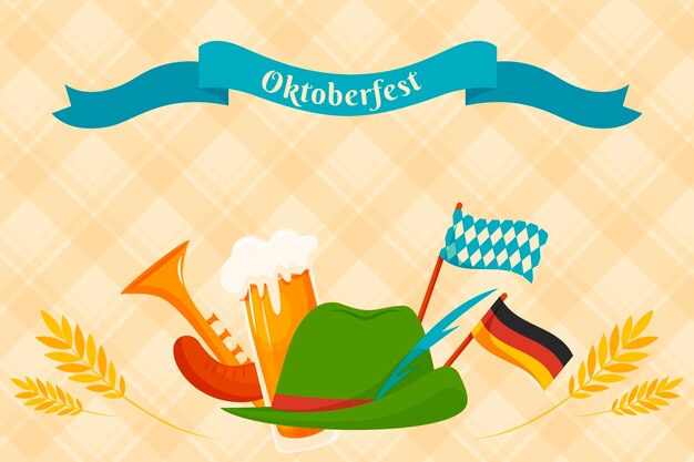 Kostenloser Vektor flacher hintergrund für das oktoberfest