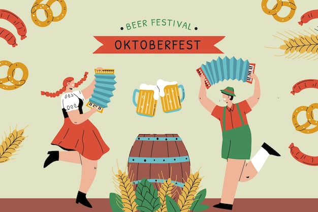 Kostenloser Vektor flacher hintergrund für das oktoberfest