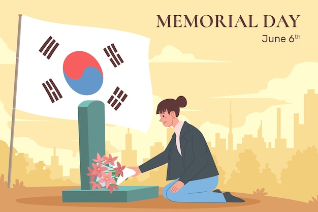 Flacher hintergrund für den koreanischen gedenktag