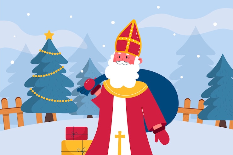 Kostenlose Vektor flacher hintergrund für den sinterklaas-urlaub