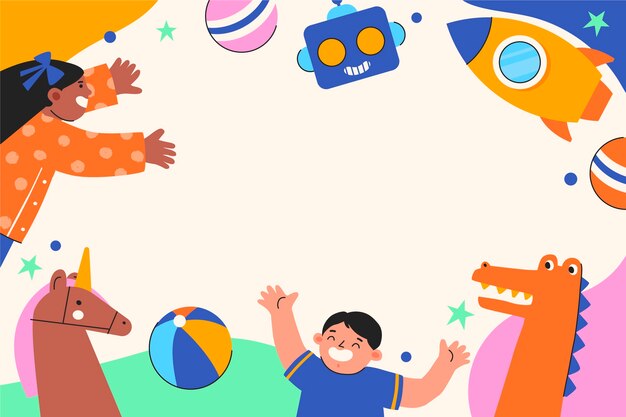 Flacher Hintergrund für den Weltkindertag mit spielenden Kindern