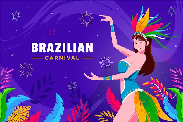 Flacher hintergrund für die brasilianische karnevalsfeier