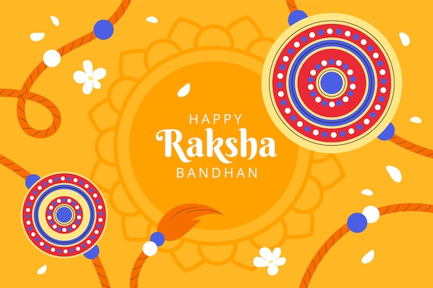 Kostenloser Vektor flacher hintergrund für die feier des raksha-bandhan-festes