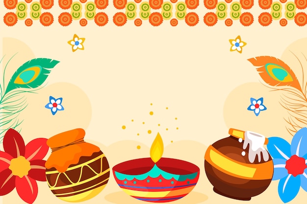 Flacher Hintergrund für die Janmashtami-Feier