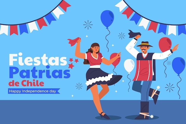 Kostenloser Vektor flacher hintergrund für fiestas patrias chile