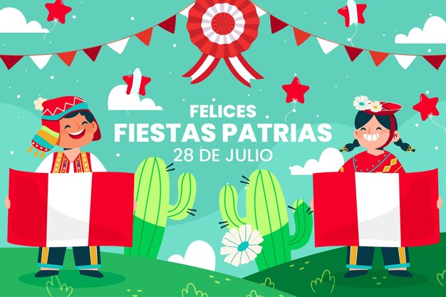 Kostenloser Vektor flacher hintergrund für fiestas patrias chile