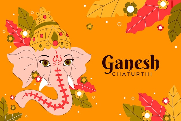 Kostenloser Vektor flacher hintergrund für ganesh chaturthi feier