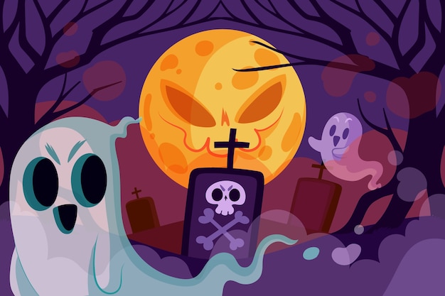 Flacher Hintergrund für Halloween-Feier