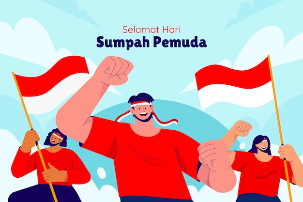 Kostenloser Vektor flacher hintergrund für indonesische sumpah pemuda