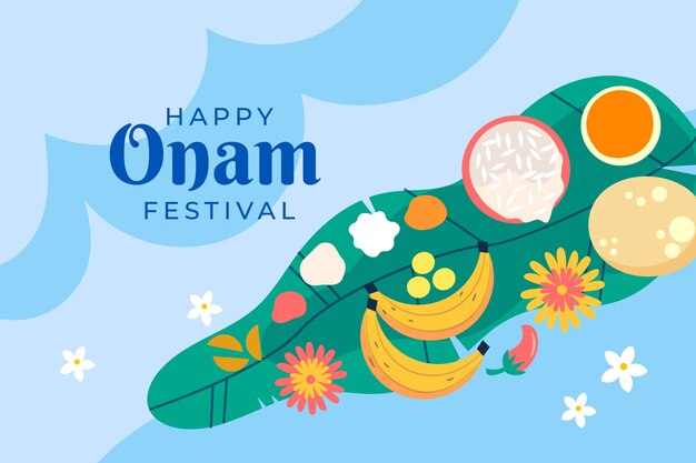 Flacher Hintergrund für Onam-Feier