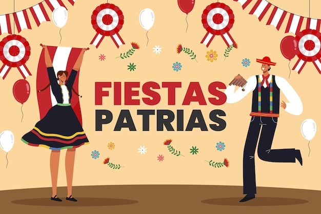 Kostenloser Vektor flacher hintergrund für peruanische fiestas patrias-feierlichkeiten