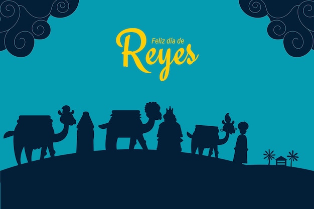 Kostenloser Vektor flacher hintergrund für reyes magos