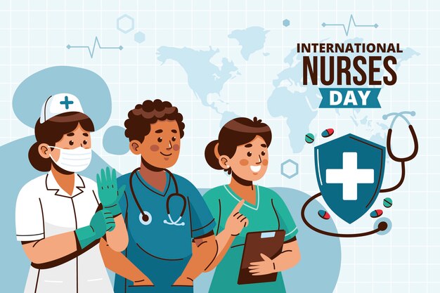 Flacher Hintergrund zum internationalen Tag der Krankenschwestern