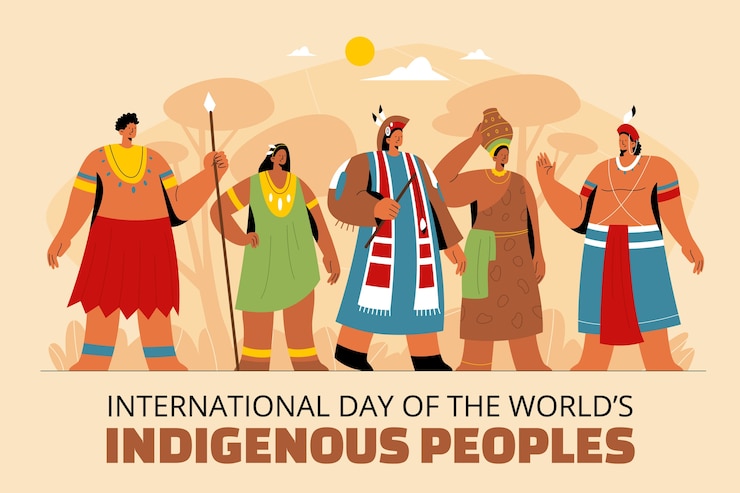 Kostenlose Vektor flacher internationaler tag des hintergrunds der indigenen völker der welt