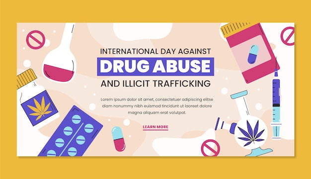 Flacher internationaler tag gegen drogenmissbrauch und illegalen handelsbanner