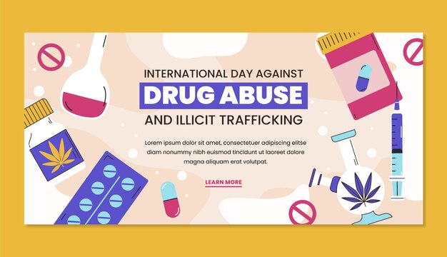 Flacher internationaler tag gegen drogenmissbrauch und illegalen handelsbanner