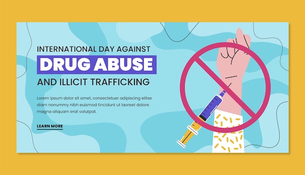 Flacher internationaler tag gegen drogenmissbrauch und illegalen handelsbanner